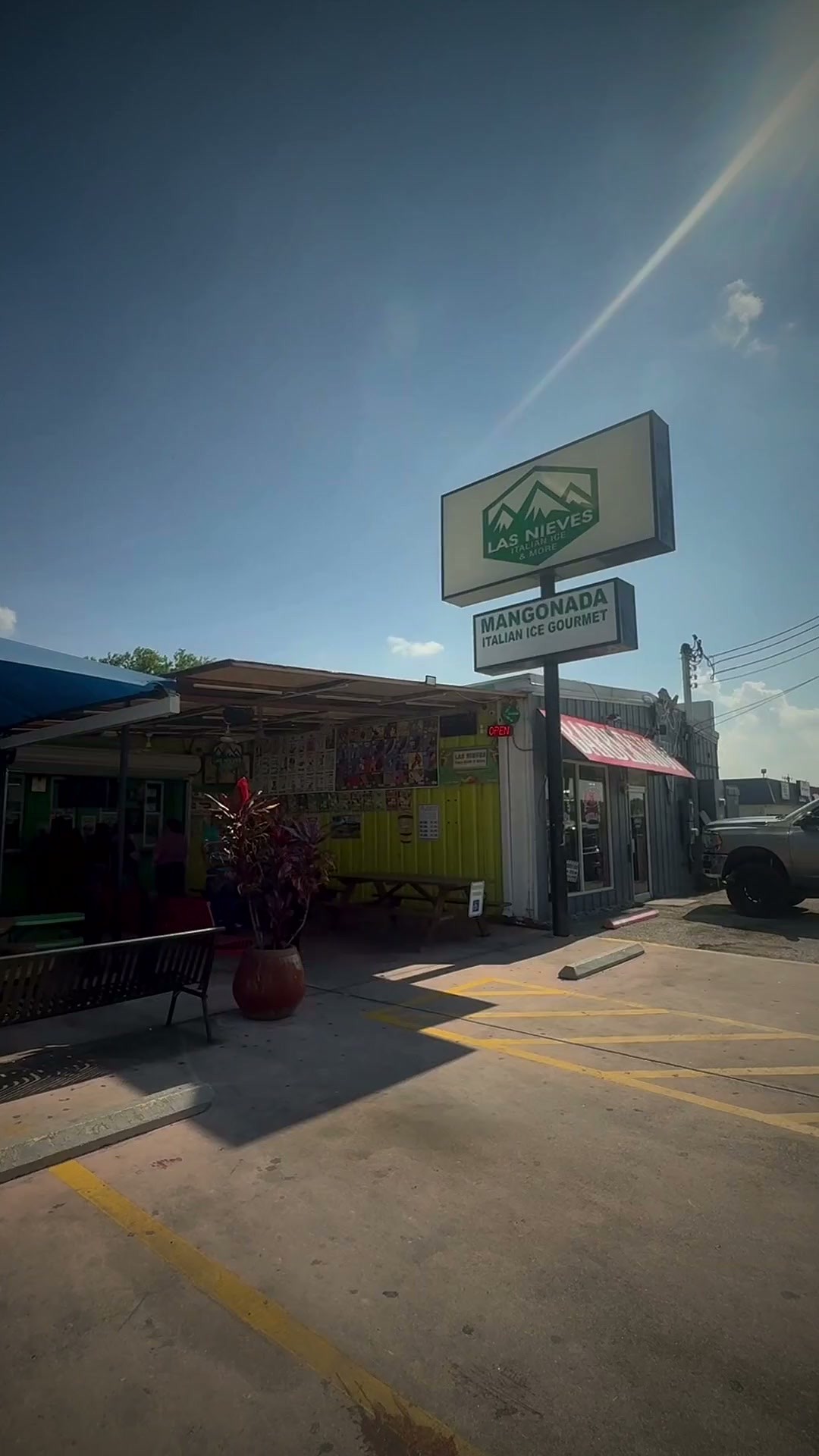 The Las Nieves storefront and pole sign — Mangonada, Italian Ice Gourmet